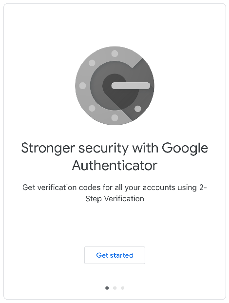 Google Authenticator: Initial screen 1